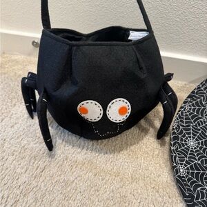 Pottery Barn Kids Black Spider Bag with Orange Eyes